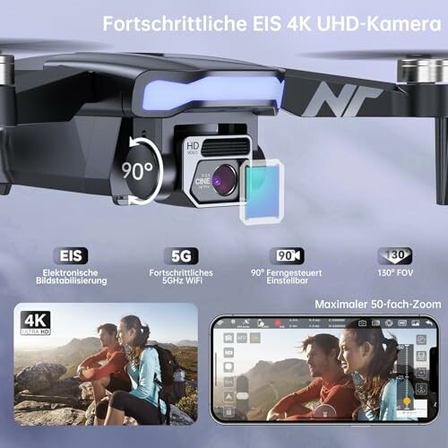 Drohne mit 4K UHD-Kamera und EIS.