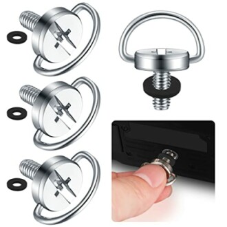 Kameraschrauben mit Schnellverschluss und D-Ring.