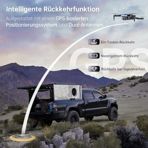 Drohne mit intelligenter Rückkehrfunktion und GPS-System.