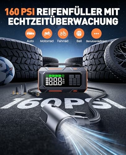 Tragbarer Reifenfüller mit Echtzeitüberwachung