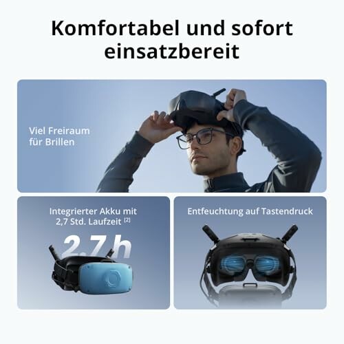 VR-Headset mit Brillenfreiheit, integriertem Akku und einfacher Entfeuchtung