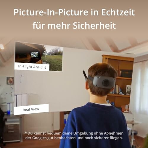 Person mit VR-Headset sieht Echtzeitansicht